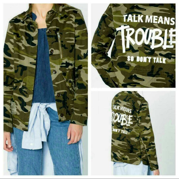 Pull And Bear Camo Jacket L Size 